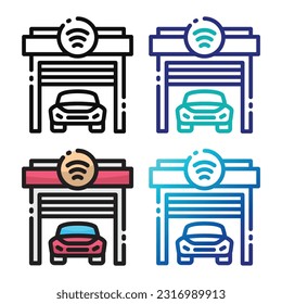 Smart garage icon design in four variation color