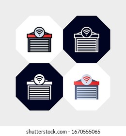 Ilustración de vectores con logotipo Smart Garage Icon. con cuatro estilos, contorno, contorno relleno, plano y glifo. plantilla para el sitio web y la empresa