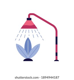 Icono plano de jardín inteligente de planta que se regará automáticamente ilustración vectorial