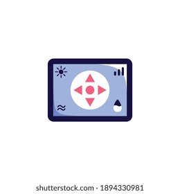 Smart garden icon with device for controlling plant growth flat vector illustration