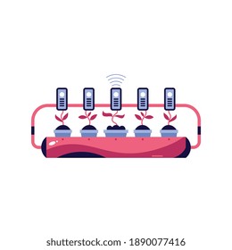 Smart garden technology for growing plants flat icon vector illustration