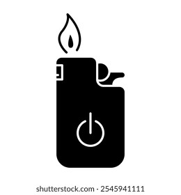 Smart Gas lighter icon in glyph style. Smart Cigarette lighter icon in glyph style