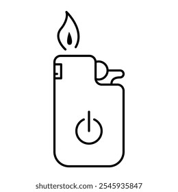 Smart Gas lighter icon in line style with editable stroke. Smart Cigarette lighter icon in line style with editable stroke