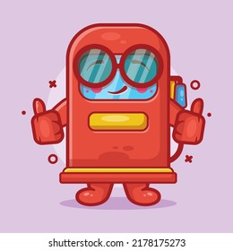 smart gasoline pump character mascot with thumb up hand gesture isolated cartoon in flat style design