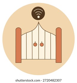 Icono de puerta inteligente en estilo acogedor dibujado a mano para el acceso al hogar y los conceptos de control de entrada. Perfecto para App domésticos inteligentes e interfaces de seguridad.
