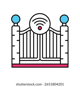 Icône de style d'illustration de contour rempli d'Image vectorielle Smart Gate. fichier EPS10