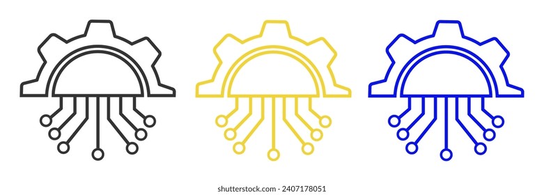 Smart gear icon. Innovative process ai symbol set line design vector ilustration.