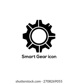 Icono de engranaje inteligente con rueda dentada segmentada, que representa Configuraciones, configuración, Tecnología, automatización y proceso mecánico