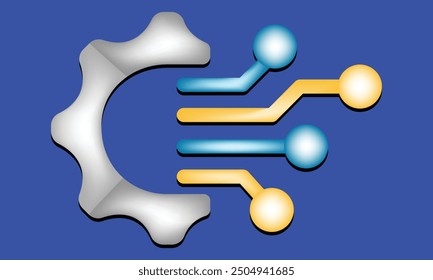 Icono de trama de engranaje inteligente, ilustración de icono de Vector de transformación digital DX.