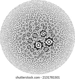 Smart gear symbols are grouped into bubble group. Smart gear icon bubble mosaic. Abstraction spheric bubble collage is designed from smart gear symbols.