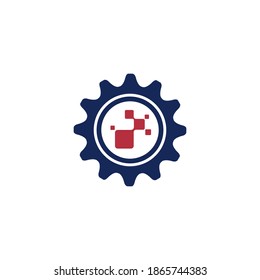 smart gear technology vector logo template