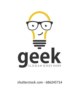 Smart geek light logo design template