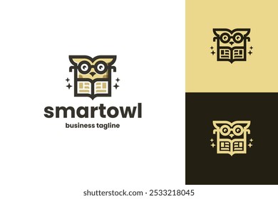 vetor de logotipo de coruja geek inteligente
