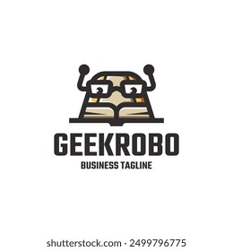 smart geek robot logo vector