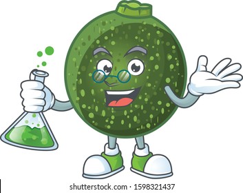 Smart gem squash cartoon character holding glass tube