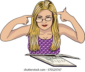 smart girl with book,