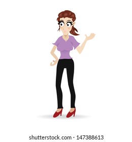 Smart Girl for Manager Cartoon, isolate white background for use in dialogs with other characters.