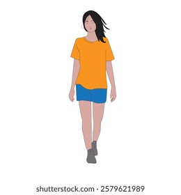 A smart girl Modern woman. Vector illustration of a modern woman in a white background.