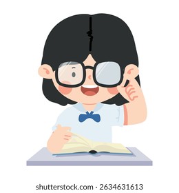 Smart girl student smiling in glasses cartoon