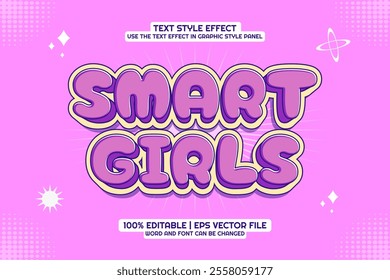 Smart Girls Text Effect Editable 3d Cartoon Style