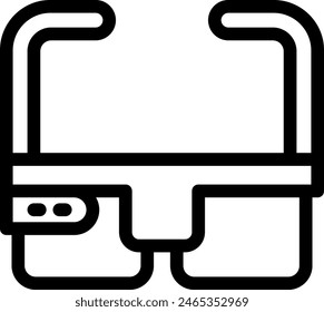 Smart glasses artificial intelligence icon with black outline style. digital, smart, innovation, modern, tech, technology, screen. Vector Illustration