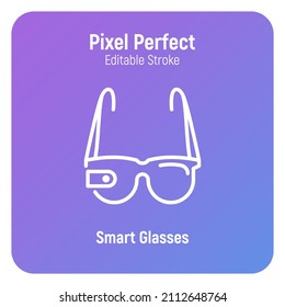 Smart glasses  for augmented reality thin line icon. Metaverse equipment. Pixel perfect, editable stroke. Vector illustraiton.