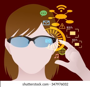 smart glasses and augmented reality, Wearable device, vector illustration