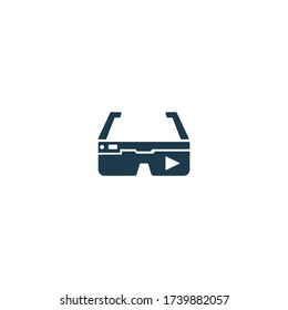 Intelligente Brille mit Kamera. Scanner-Brille-Symbol. Taugliches Technologiezeichen. Innovatives Icon Design für modernes technisches Konzept, Web und Mobile Design.