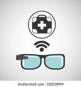smart glasses connected first aid vector illustration eps 10