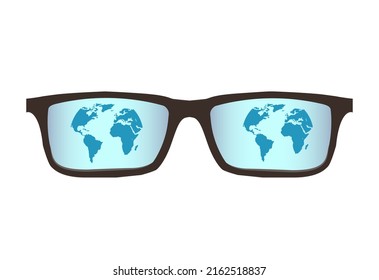 smart glasses with Earth, icon, vector, illustration