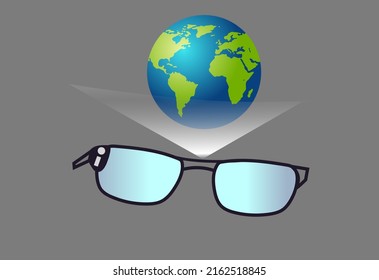 smart glasses with Earth, icon, vector, illustration