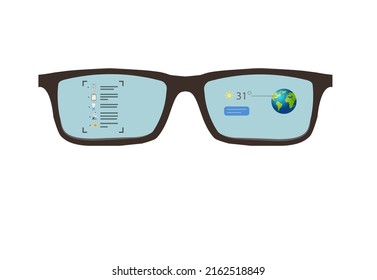 Smart Glasses With Earth And Medical Icons, Vector, Illustration