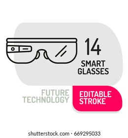 Smart glasses Icon. Future technology device. Vector illustration