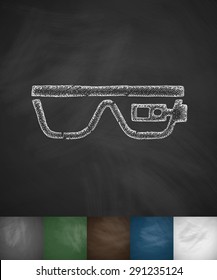 smart glasses icon. Hand drawn vector illustration. Chalkboard Design