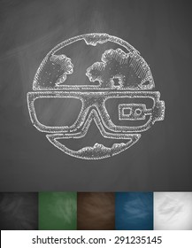 smart glasses icon. Hand drawn vector illustration. Chalkboard Design
