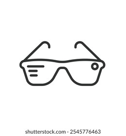 Smart glasses, icon in line design. Smart, glasses, wearable, technology, augmented, reality, futuristic on white background vector. Smart glasses editable stroke icon