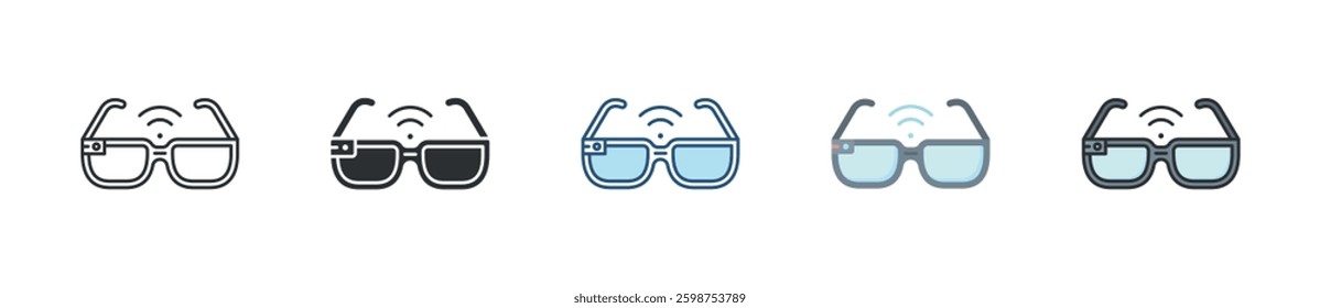 Smart Glasses Icon Set Multiple Style Collection