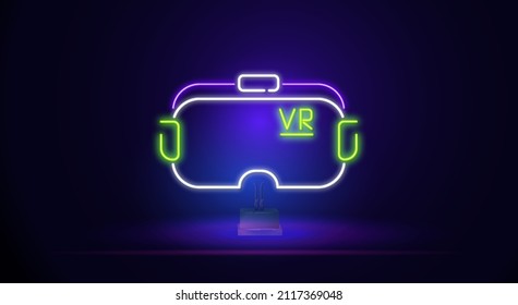 Smart glasses icon. VR gamer, a vector design template for esports design. Game neon logo, light banner design element, colorful trend of modern design. Artificial elements in neon style icons