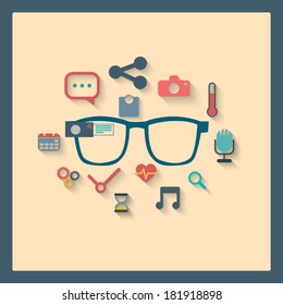 Smart glasses icons for infographics or advertisement. Eps10 vector illustration