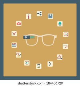 Smart glasses icons for infographics or advertisement. Eps10 vector illustration