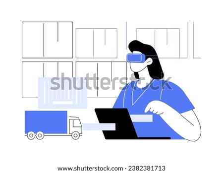 Smart glasses isolated cartoon vector illustrations. Warehouse manager looks at goods using smart glasses, inventory technologies, vision picking, controlling products vector cartoon.