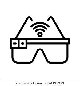 Smart Glasses Line Vector Illustration On White Background.