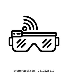 Smart Glasses Line Vector Illustration On White Background.