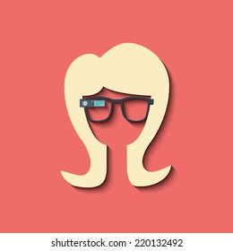 Smart glasses on hipster face. eps10 vector illustration