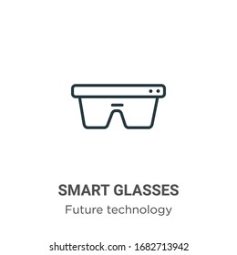 Smart glasses outline vector icon. Thin line black smart glasses icon, flat vector simple element illustration from editable future technology concept isolated stroke on white background