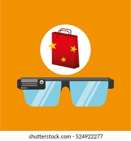 smart glasses red bag gift star design vector illustration eps 10