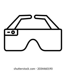 Smart Glasses Vector Outline Icon Isolated On White Background
