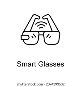 Smart Glasses vector outline icon for web isolated on white background EPS 10 file