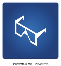 smart glasses and virtual reality gadget icon solid isometric design on blue background