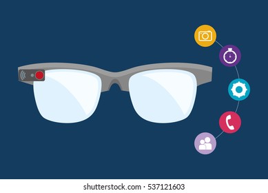 smart glasses wearable technology icon image vector illustration design 